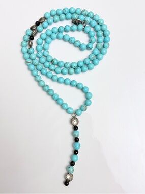 Genuine Turquoise Stone Long Layering Beaded Necklace Boho
